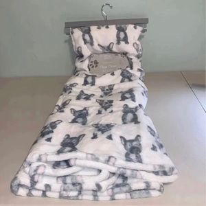 Tiny Paws French Bulldog Plush Throw Blanket